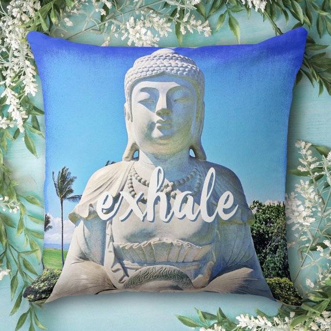 Coussin Hawaii Tropical Buddha Photo Exhale Script Citatio (Créateur téléchargé)