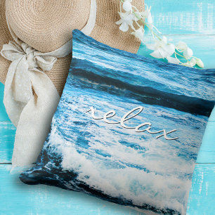 Coussin Hawaii Turquoise Ocean Waves Photo Relax Citation