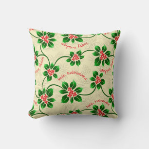 Coussin Hawaiian Holly Mele Kalikimaka Rouge de Noël