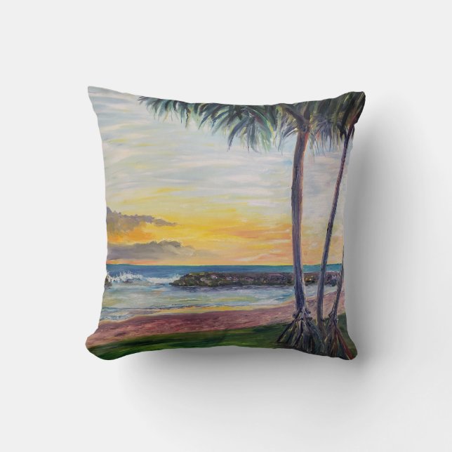 Coussin Hawaiian Ko'Olina Beach lagon 2 Hala Tree (Recto)