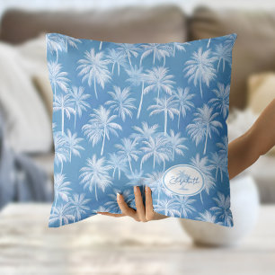 Coussin Hawaiian Palm Tree Silhouette Motif Blue ID1093