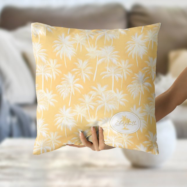 Coussin Hawaiian Palm Tree Silhouette Motif Gold ID1093 (Créateur téléchargé)