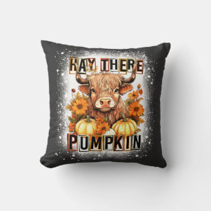 Coussin Hay Bleu Là Pumkin Highland Cow Automne