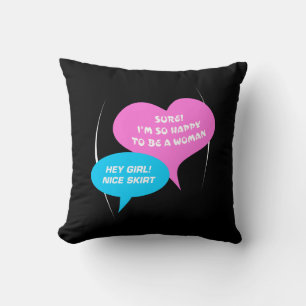 Coussin Hé fille jolie jupe bleu clair et rose ballon amus
