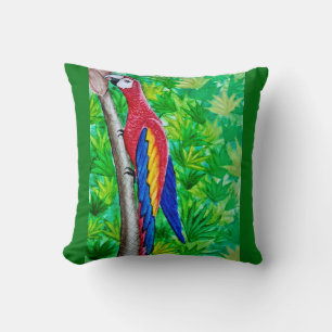 Coussin Hé, il y a une Macaw écarlate dans cet arbre !