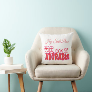 Coussin Hé, souriez s'il vous plaît