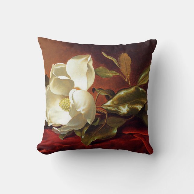 Coussin Heade - Un Magnolia sur Red Velvet (Recto)