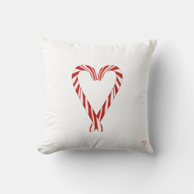 Coussin Heart Candy Cane Reversible Throw Pillow (Recto)