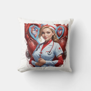 Coussin Heart & Healing – Nurse with Anatomical Heart