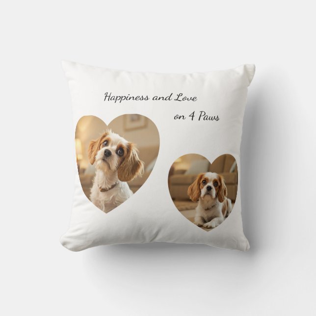 Coussin Heart-Shaped Dog Design – “Happiness on Four Paws” (Recto)