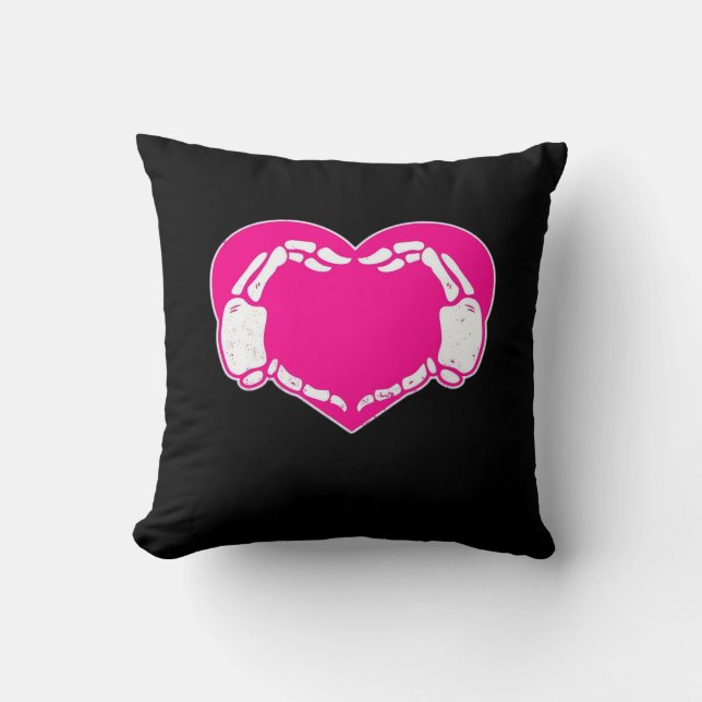 Coussin Heart Skeleton mains gothique Valentine classique (Recto)