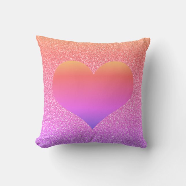 Coussin Heart Valentine's Day Anniversaire Rose Gold Glitt (Recto)