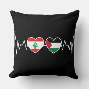 Coussin Heartbeat Lebanon Palestine Unity drapeaux.