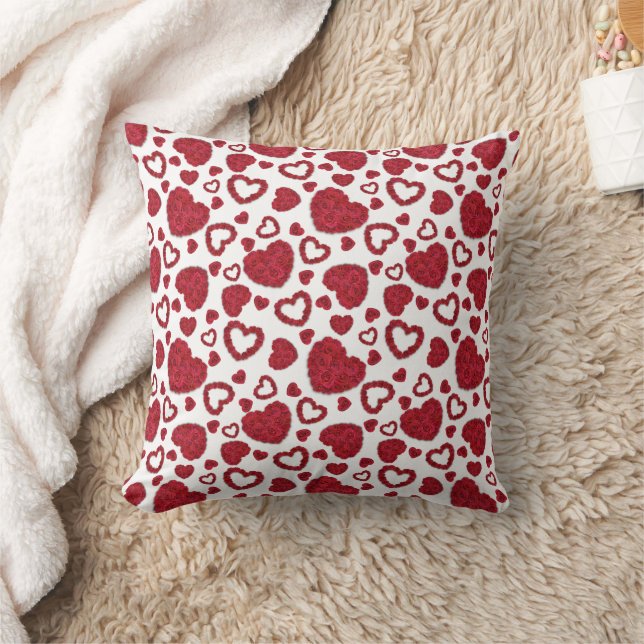 Coussin Hearts Red Roses Pattern Minimalist Valentine's (Couverture)