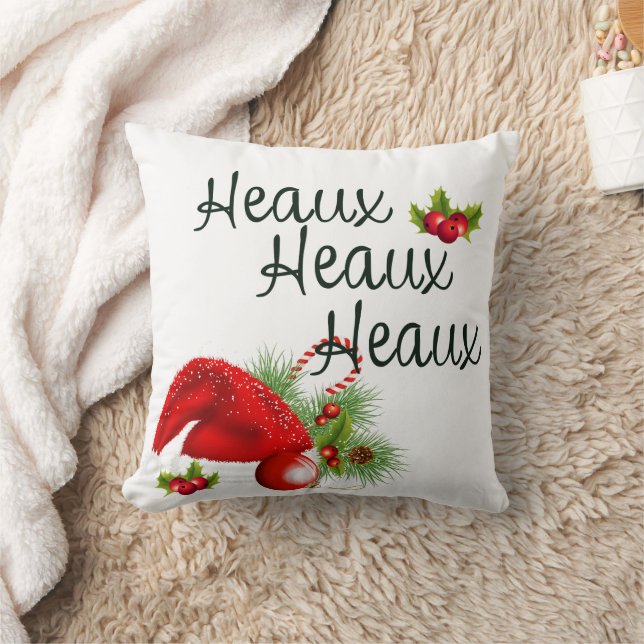 Coussin Heaux Heaux Heaux Heaux Louisiane Cajun Santa Hat (Couverture)