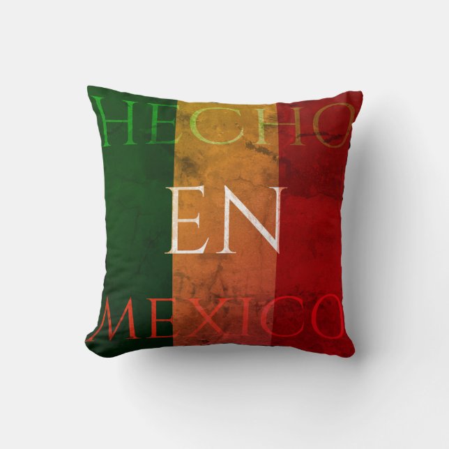 Coussin Hecho en Mexico - Unique Design d'Art Mexicain (Recto)