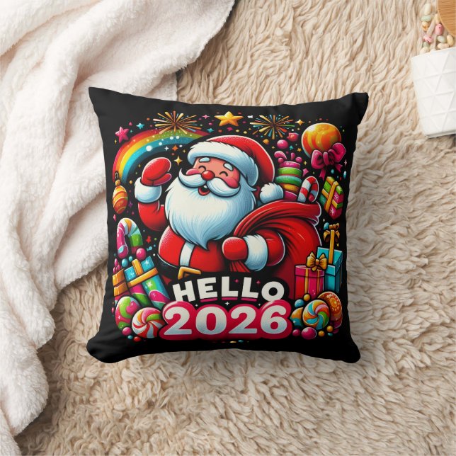 Coussin Hello 2026 Santa Claus Christmas Custom New Year  (Couverture)