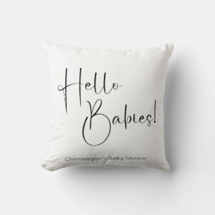 Coussin Hello Babies Baby shower de script moderne