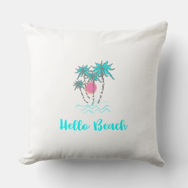 Coussin Hello Beach Tropical Summer Unique (Recto)