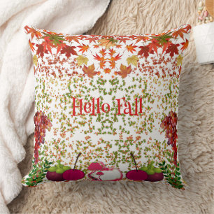 Coussin Hello Fall Colours Maple Feuille Automne Citrouill