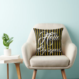 Coussin Hello Gorgeous Gold et Black Stripe