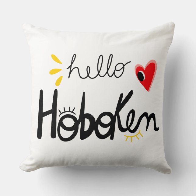 Coussin Hello Hoboken New Jersey Fun Throw Pillow (Recto)