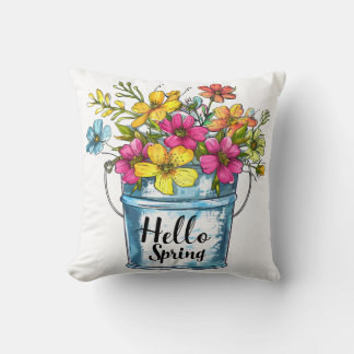 Coussin Hello Spring Floral Bucket