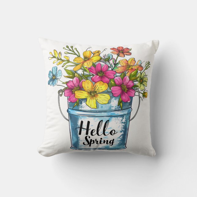 Coussin Hello Spring Floral Bucket (Recto)
