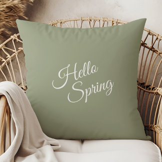 Coussin Hello Spring Sage Green Throw Pillow