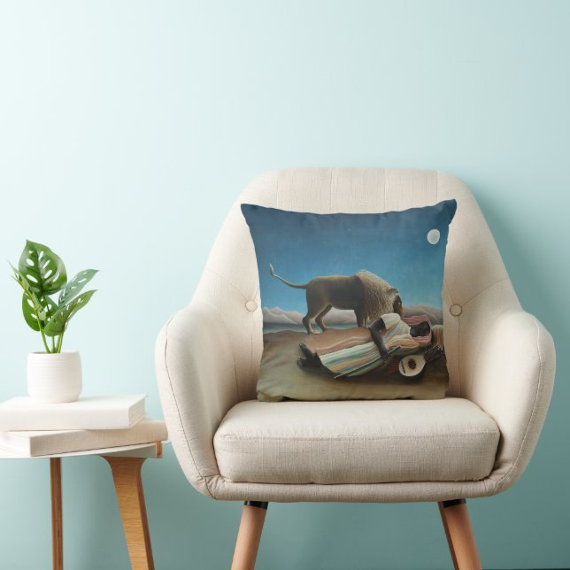 Coussin Henri Rousseau Dormir Gitan Lion Peinture (Chaise)
