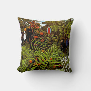 Coussin Henri Rousseau - Paysage Exotique Art de la Jungle