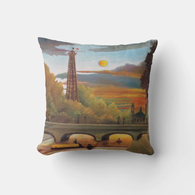 Coussin Henri Rousseau - Seine et Tour Eiffel au coucher d (Recto)