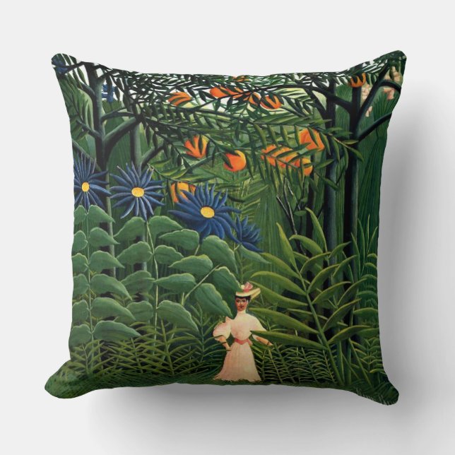 Coussin Henri Rousseau - Une femme marche dans une forêt e (Recto)