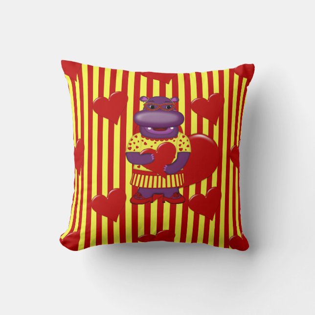 Coussin Henrietta Hippo Lancer Oreiller-Rouge-Jaune (Recto)
