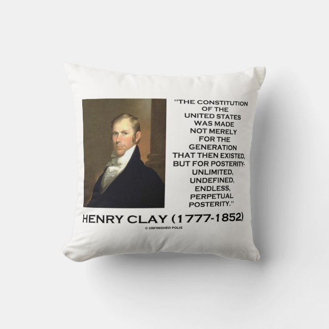 Coussin Henry Clay Constitution Of United States Posterity (Recto)