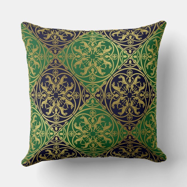 Coussin Herald de la Renaissance médiévale Lion Leopard Me (Verso)