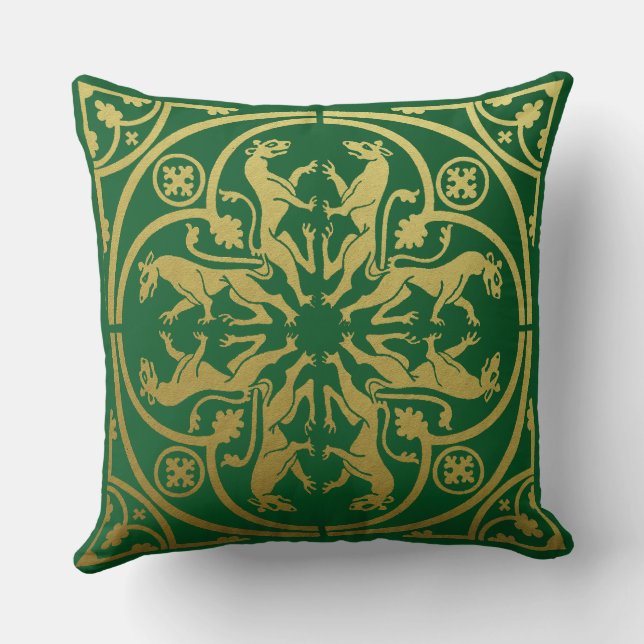 Coussin Herald de la Renaissance médiévale Lion Leopard Me (Verso)