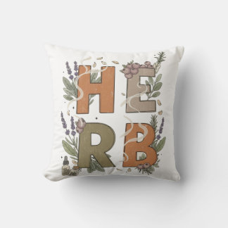 Coussin HERB Botanical Vintage Typography Art