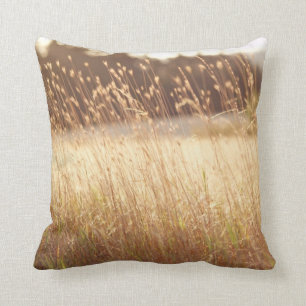 Coussin Herbe de champ de coucher du soleil d'été