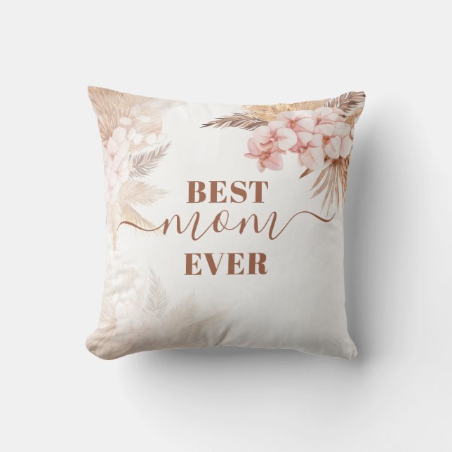 Coussin Herbe des Pampas Fleurs Botaniques Fête des Mères (Recto)