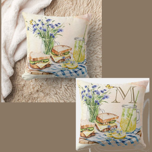 Coussin Herbes de monogramme et pain Confort de cuisine