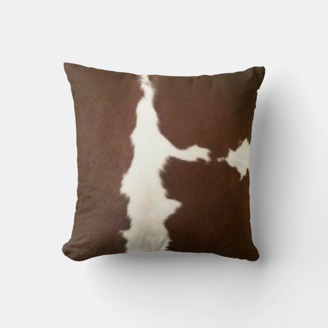 Coussin Hereford Brown et blanc Faux Cowhide Thon (Recto)