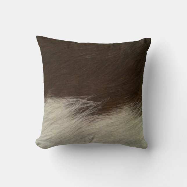 Coussin Hereford Brown et blanc Faux Cowhide Thon (Recto)