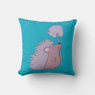 Coussin Hérisson avec Pissenlit Douce Art Populaire de l