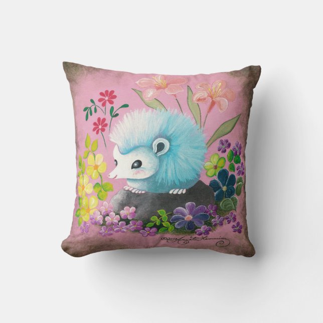 Coussin Hérisson Bleu Mignon (Recto)