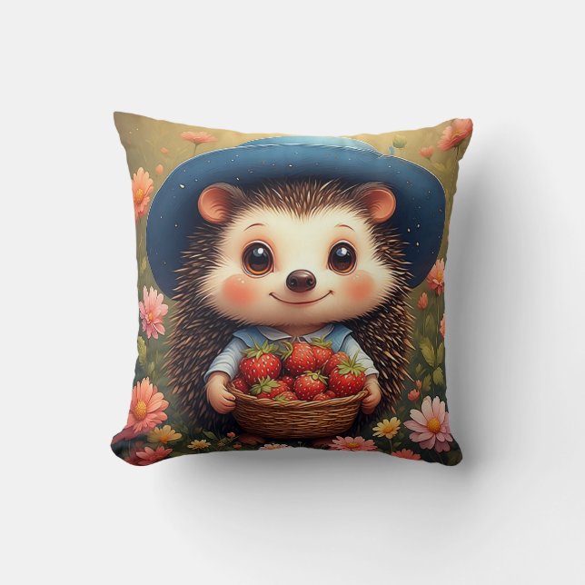 Coussin Hérisson de dessin animé adorable (Recto)