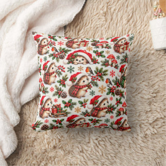 Coussin Hérisson de Noël Vœux de la Forêt