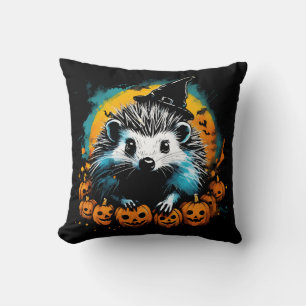 Coussin Hérisson d'Halloween et citrouilles mignon