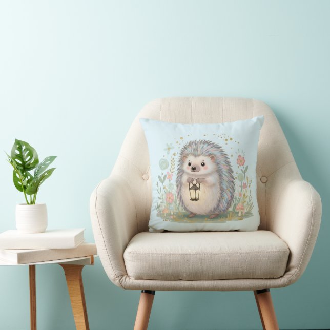 Coussin Hérisson Mignon avec Lanterne (Chaise)