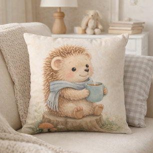 Coussin Hérisson mignon de la forêt avec mug pièce neutre